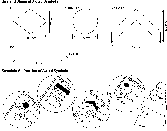 Size and position of awards symbols